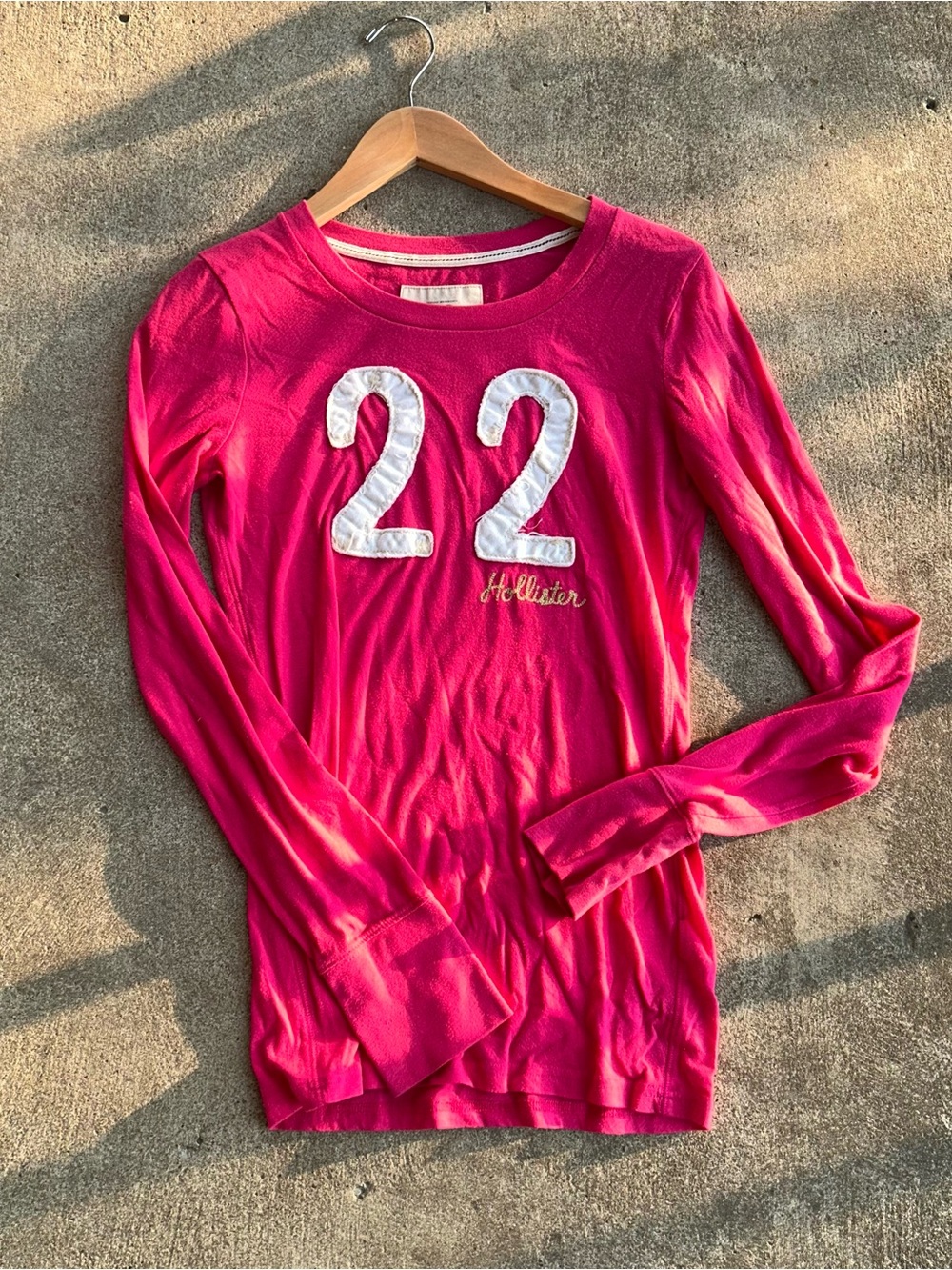 Y2K Hollister Pink '22' Long Sleeve Tee Size M Medium 00s